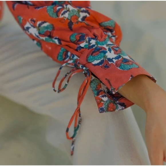 Victoria Dunn Billy Blouse Cinnamon Carnation Top Western Boho Cotton Womens S - Picture 2 of 13